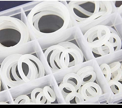 225 PCS Clear Food Grade Silicone O-Rings Rubber Set - Silicones Seal Kit - The Variety of Sizes - Clear Food Grade Silicone Sealing Gasket