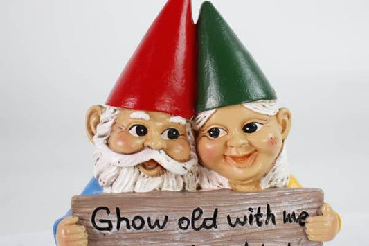 LUIVU Cute Fairy Statue Couple Gnomes - Growing Old Together - Indoor/Outdoor Garden Gnome Patio Home Decor Romantic Figurine Love Wedding