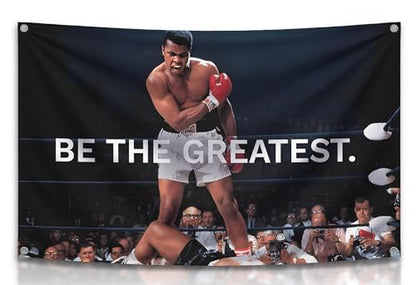 Be the Greatest Flag - Motivational Gym Flag 3x5 Feet with Four Brass Grommets - Home Wall Posters for Guys and Man - Muhammad Ali Cool Motivation