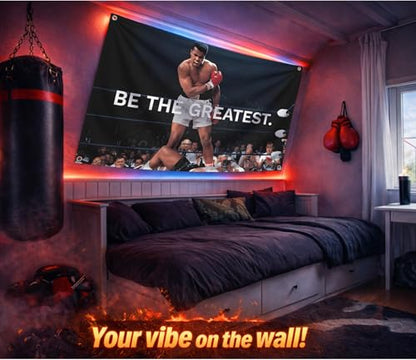 Be the Greatest Flag - Motivational Gym Flag 3x5 Feet with Four Brass Grommets - Home Wall Posters for Guys and Man - Muhammad Ali Cool Motivation