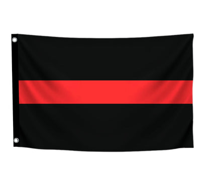 3x5 Ft Thin Red and Black Line Horizontal Stripes Polyester Single Sided Flags with 2 Grommets - Symbol Simple Textured Graphics Cool Wall Flags