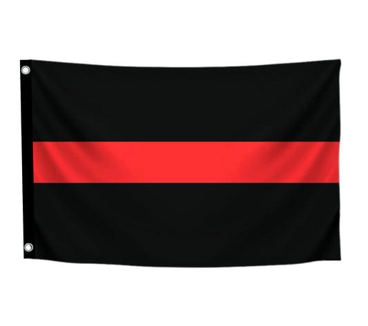 3x5 Ft Thin Red and Black Line Horizontal Stripes Polyester Single Sided Flags with 2 Grommets - Symbol Simple Textured Graphics Cool Wall Flags