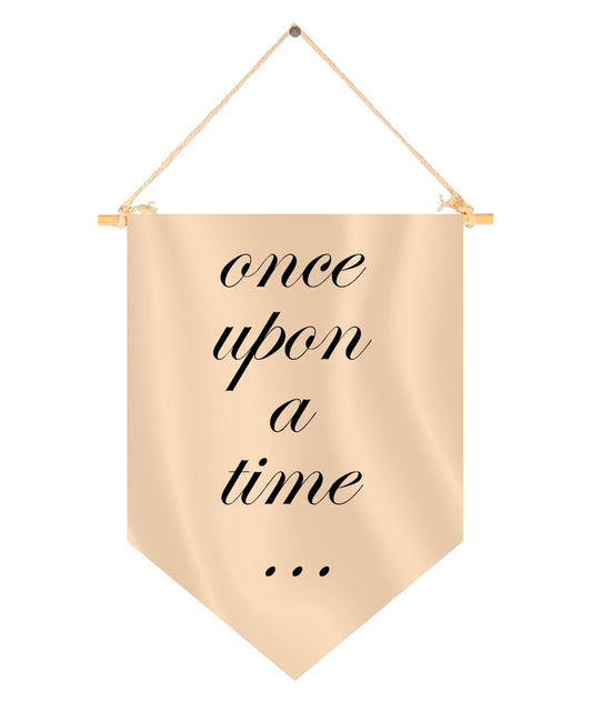 15.4"L x 11.1"W Hanging Pennant with Once Upon a Time - Decor Gift for Nursery Bedroom - Front Door Bookshel or Bookcase Reading Corner