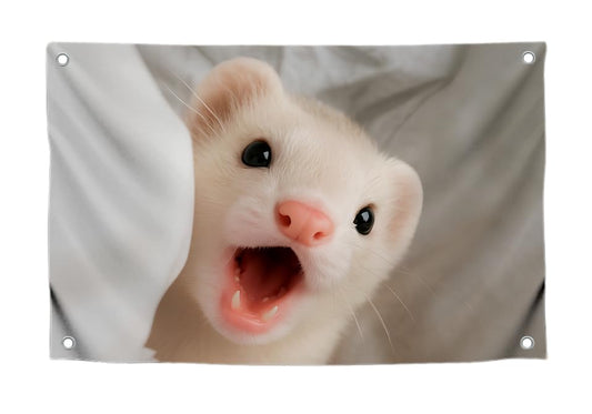 3x5 Ft Screaming Ferret Flag - Funny Cute Animal Banner for Dorm or Bedroom - Hilarious Wall Tapestry with Sassy Ferret Expression