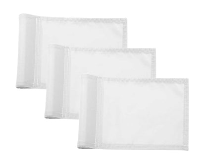 Set 3X Single Sided 8x6 Inch Solid White Golf Polyester Flag - Mini Putting Green Flags for Backyard Practice in 420D Nylon - Small Banner Solid