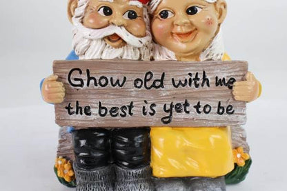 LUIVU Cute Fairy Statue Couple Gnomes - Growing Old Together - Indoor/Outdoor Garden Gnome Patio Home Decor Romantic Figurine Love Wedding