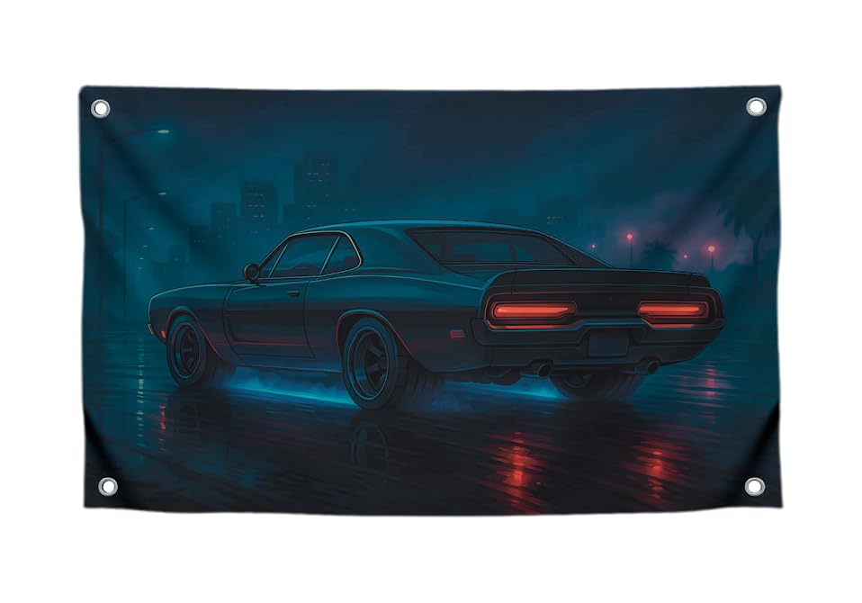 Flag 3x5 Feet Cool Automobile "Night Sports Car Speed and Power" - Single Sided Polyester Banners with 4 Brass Grommets
