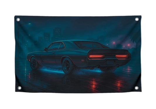 Flag 3x5 Feet Cool Automobile "Night Sports Car Speed and Power" - Single Sided Polyester Banners with 4 Brass Grommets