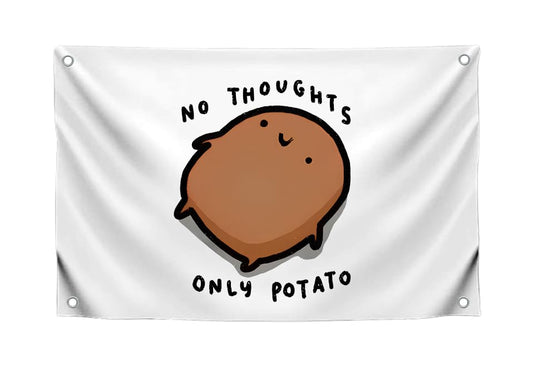 3x5 Feet Potato Meme Flag with Quote No Thoughts Only Potato with Four Brass Grommets.Single Sided Polyester Funny Banner for Wall Bedroom Decoration