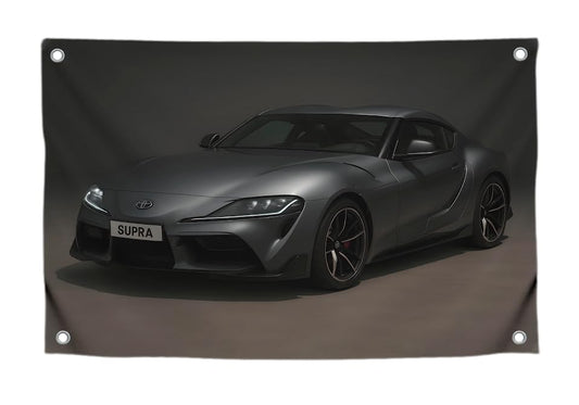 3x5 Ft Sports Car Banner with Matte Gray Print - Single Sided Polyester Tapestry with Four Brass Grommets - Wall Decor for Car Lovers