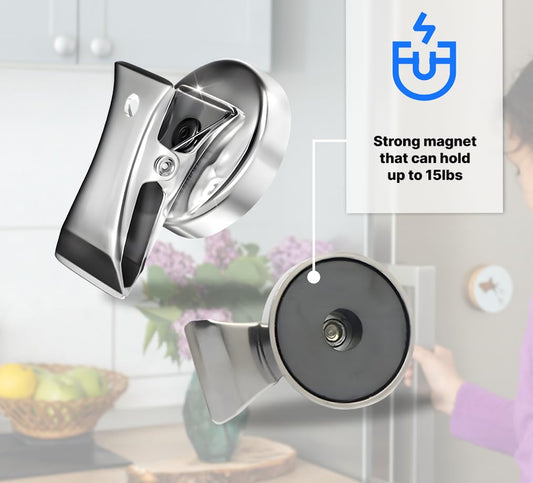 Set of 4 Magnetic Clip Clamp for Refrigerator Magnet - 15 lb Magnet Hook Clips for Photo Displays or Whiteboards