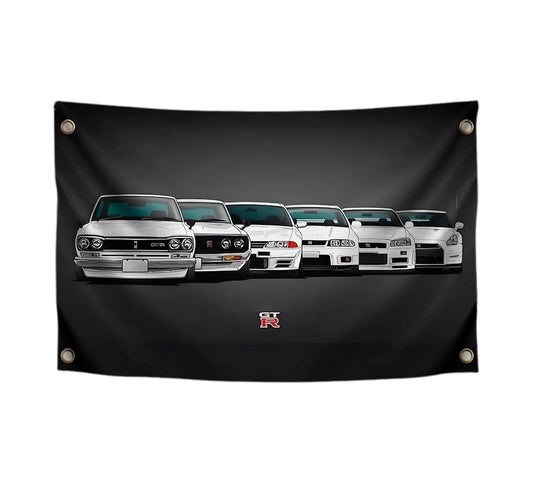 Car Flag 3×5 Feet Banner with 4 Brass Grommets - Car Poster Wall Single Sided Tapestry Outdoor or Indoor for Room Man and Guys - Cool Polyester