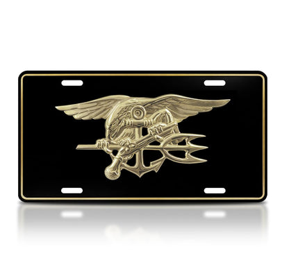 US Navy License Plate Frame - Stainless Steel Frames for Front and Rear Standard Cars USA - Metal Plates Frames with 4 Holes and Screws 6x12.25 inches