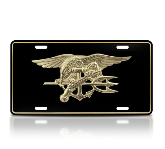 US Navy License Plate Frame - Stainless Steel Frames for Front and Rear Standard Cars USA - Metal Plates Frames with 4 Holes and Screws 6x12.25 inches
