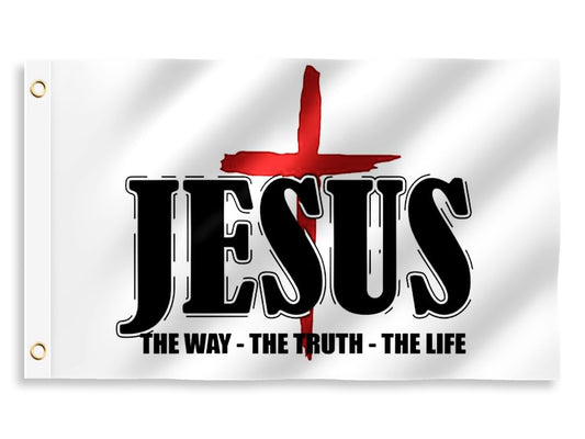 3x5 Ft Jesus The Way Truth Life Polyester Flags Without a Flagpole - American Single Sided Flags for Outside with 2 Grommets