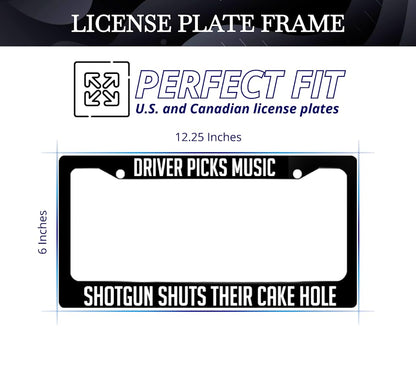 6x12.25 Inch License Plate Frame with 2 Holes and Screws Driver Picks Music Shotgun Shuts Their Cake Hole - Black Plate Frames Auto Car Accessoriesn