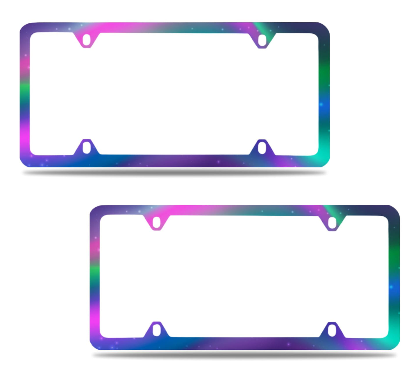2X Tri-Color Personalized Car License Plate Frame for US Standard Frame - Stainless Steel Plate Frame with Screws 6x12.25 inches and 4 Holes and Screw