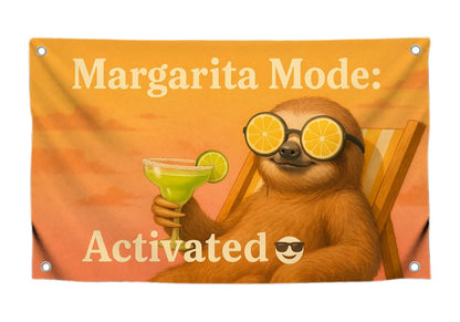 3x5 Feet Funny Summer Tapestry with Quote "Margarita Mode Activated" - Single Sided Flags for Party - Polyester Funny Banner Office with 4 Brass