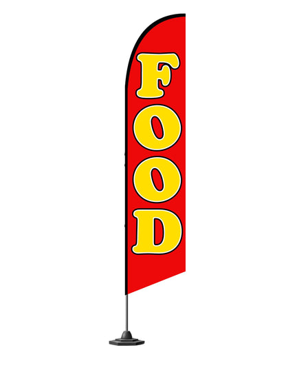 12x2.5 Feet Tall Feather Flags "Food" - Feather Flag Decorations for Business Advertising - Polyester Flag Banner for Storefronts - Special Tapestry