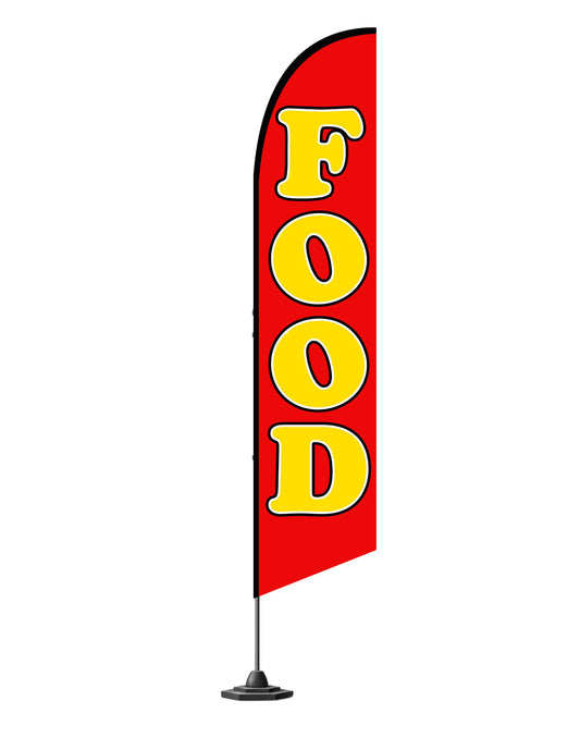 12x2.5 Feet Tall Feather Flags "Food" - Feather Flag Decorations for Business Advertising - Polyester Flag Banner for Storefronts - Special Tapestry