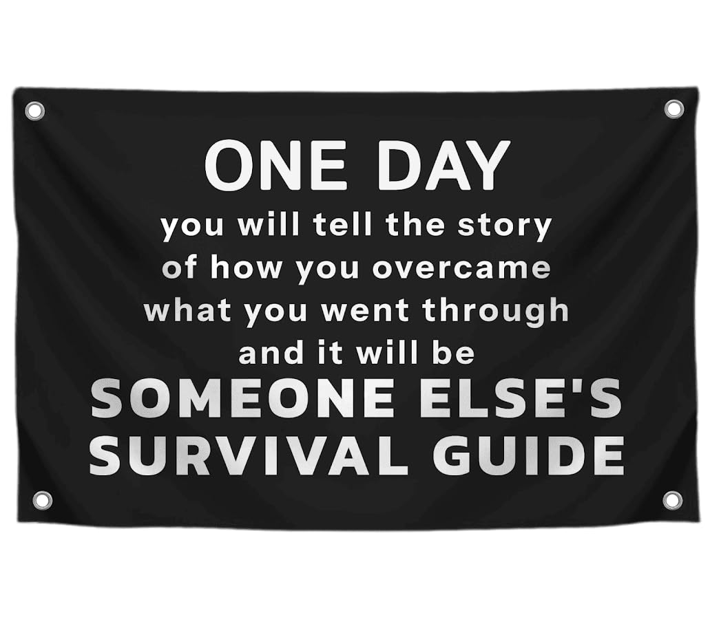 3x5 Ft Motivational Quote Black Polyester Flag One Day with Four Brass Grommets. Positive Quotes Posters for Men - Wall Decorations for Home or Office