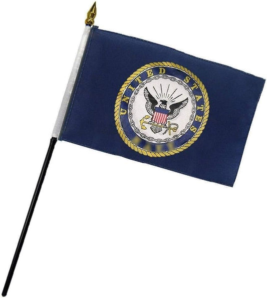 Pack of 12 (Dozen) 4x6 Inch U.S. National Emblem Military Service Miniature Desk & Table Flags - Polyester Small Mini Military Stick Flags