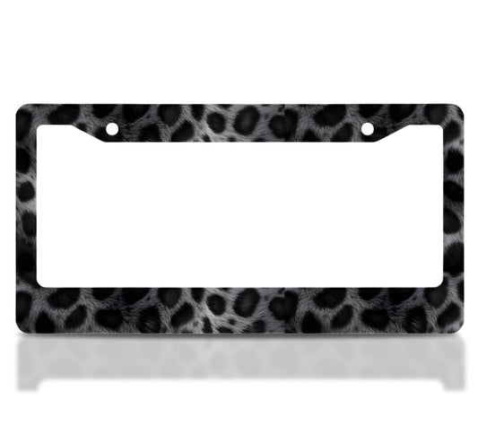 License Plate Frame for US Standard Frame 6x12.25 Inch - Dark Leopard Print with 2 Holes and Screws - Stainless Steel Frames for Your Car
