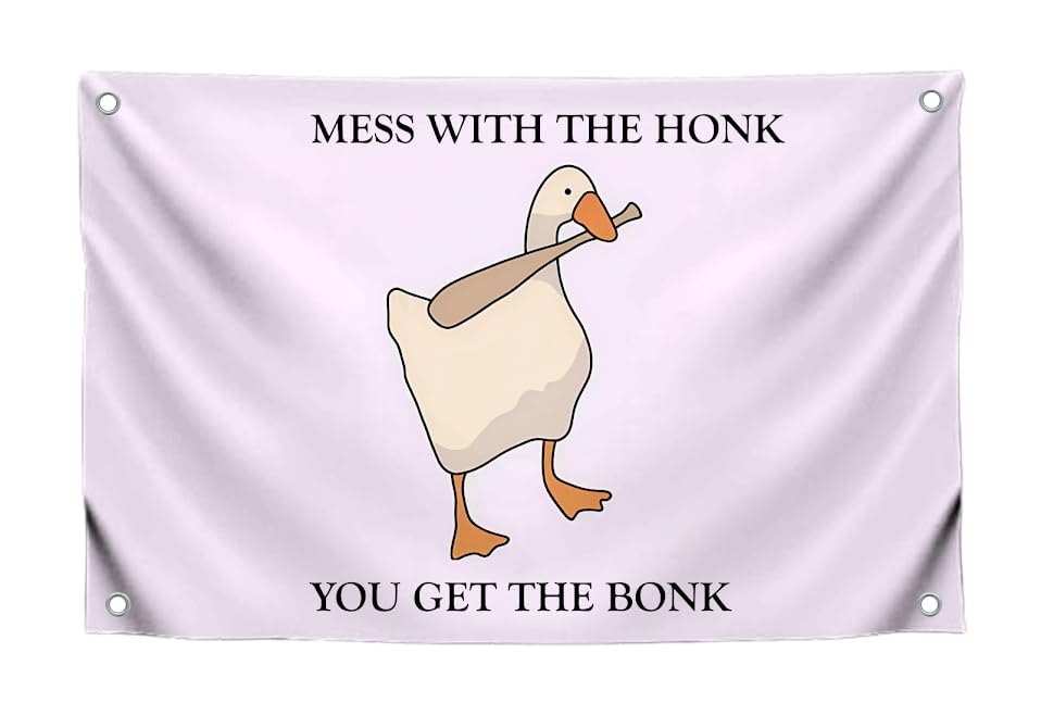 3x5 Feet Single Sided Flag with 4 Brass Grommets - Cartoon Meme Polyester Flag "Mess with the Honk" - Poster with Illustration Humorous