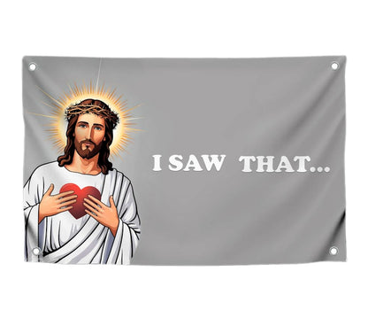 3x5 Ft Tapestry Polyester Flag "I Saw That" with Four Brass Grommets - Funny Tapestry Flag Wall Decor for Home - Tapestries Banners for College Dorm