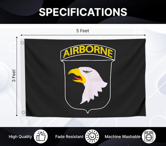 3x5 Feet Army Airborne Flag with Two Brass Grommets - Double Sided Licensed Army Forces Flag for 4th of July or Memorial Day - Polyester American Flag