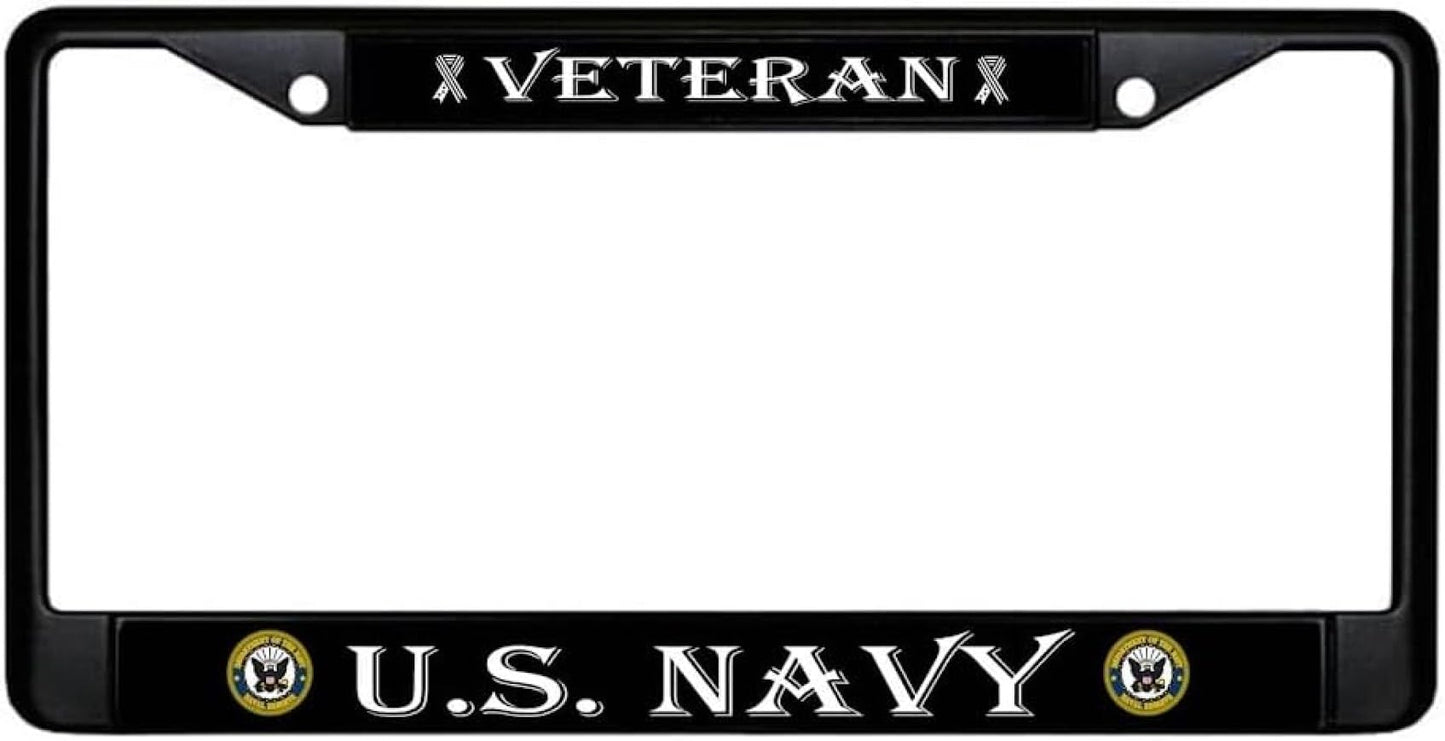 Car License Plate Frame - Standart Cars USA Stainless Steel Frame for Front and Rear - License Plate Frame US Navy Veteran