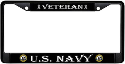 Car License Plate Frame - Standart Cars USA Stainless Steel Frame for Front and Rear - License Plate Frame US Navy Veteran