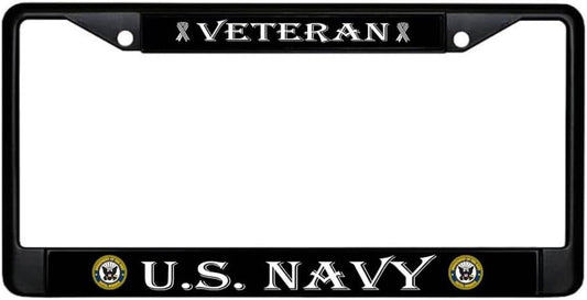 Car License Plate Frame - Standart Cars USA Stainless Steel Frame for Front and Rear - License Plate Frame US Navy Veteran