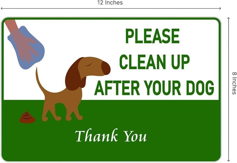 Set of 3 Please Clean Up After Your Dog, Thank You Signs with Metal Wire H-Stakes - 12х8 inch Be a Good Neighbor Sign - Pick Up Your Dog Poop Signs