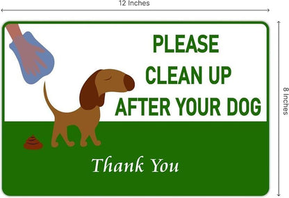 Set of 3 Please Clean Up After Your Dog, Thank You Signs with Metal Wire H-Stakes - 12х8 inch Be a Good Neighbor Sign - Pick Up Your Dog Poop Signs