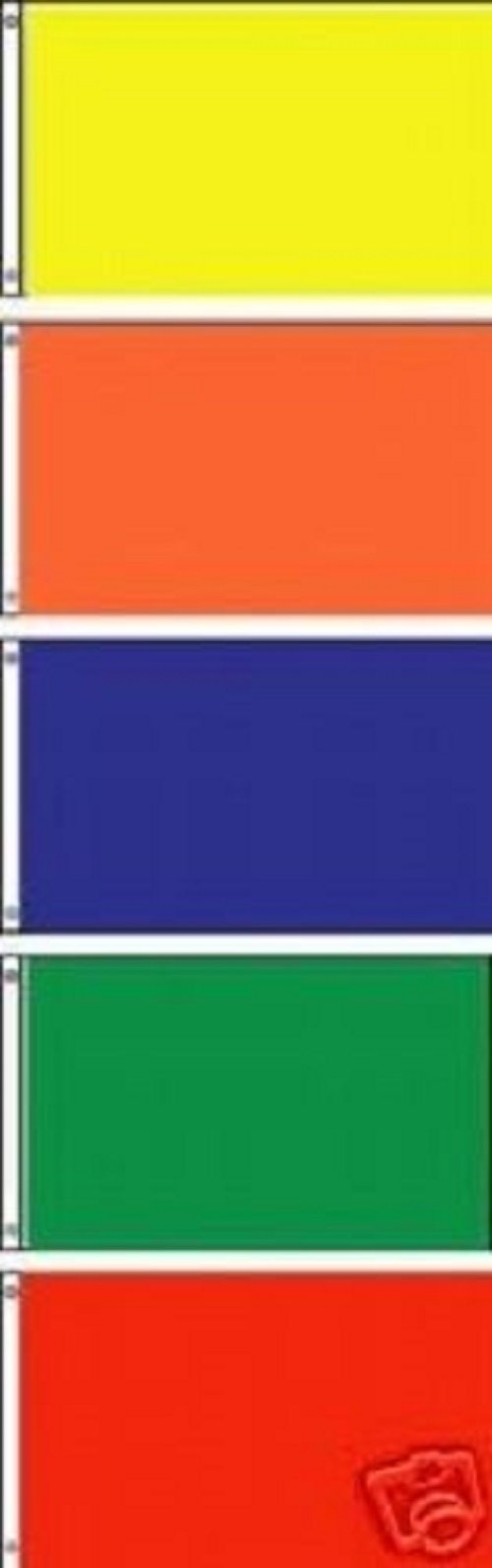 (5 Pack Lot) 2x3 Yellow Orange Blue Green and Red Solid Color Polyester 150D Flag 2'x3' Color Banner Grommets