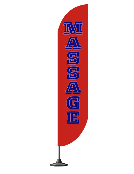 12x2.5 Feet Red Tall Feather Polyester Flags "Massage" - Tall Advertising Flags for Outdoor Business and Events Promotion - Single Sided Feathers