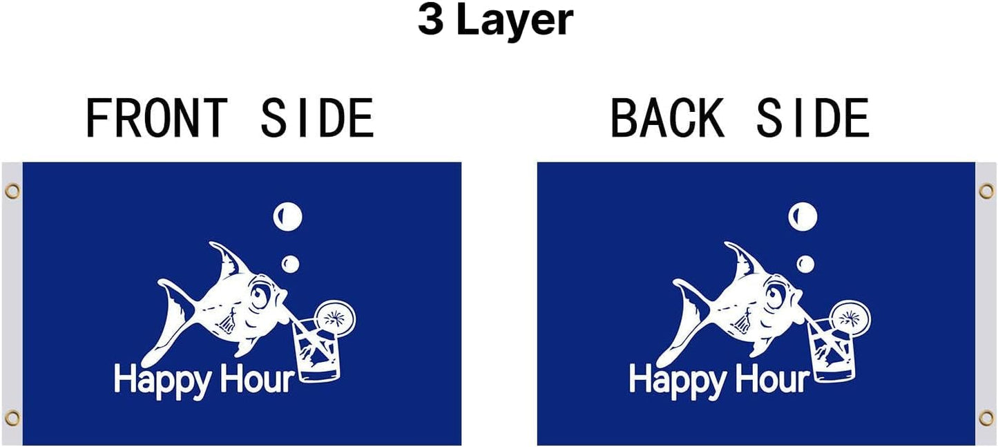 12x18 Inch Fly Polyester Flag with 2 Brass Grommets Blue Happy Hour Royal Fish Sign Boat Accessories also for Indoor Outdoor, Lawn and Garden Decor