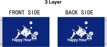 12x18 Inch Fly Polyester Flag with 2 Brass Grommets Blue Happy Hour Royal Fish Sign Boat Accessories also for Indoor Outdoor, Lawn and Garden Decor