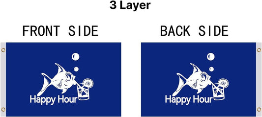 12x18 Inch Fly Polyester Flag with 2 Brass Grommets Blue Happy Hour Royal Fish Sign Boat Accessories also for Indoor Outdoor, Lawn and Garden Decor