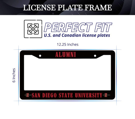 6x12.25 Inch Funny License Plate Frame for US Standard SAN Diego State University - Alumni Text License Plate Frame Stainless Steel for Front
