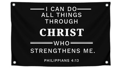 3x5 Ft Polyester Single Sided Flag I Can Do All Things Through Who Strengthens Me with 4 Grommets - Scripture Wall Banner - Inspirational Spiritual