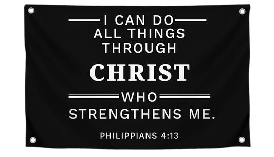 3x5 Ft Polyester Single Sided Flag I Can Do All Things Through Who Strengthens Me with 4 Grommets - Scripture Wall Banner - Inspirational Spiritual
