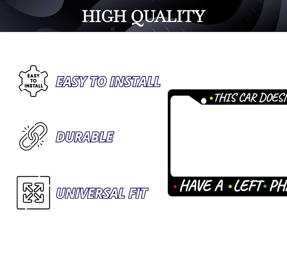 Car License Plate Frame This Car Doesn't, Have A Left Phalange - Metal Plate Frame with 2 Holes and Screws 6x12.25 inches