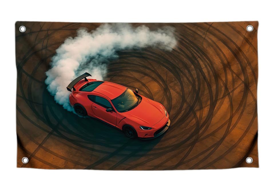 3x5 Feet Racing Sports Cars Flags with Four Brass Grommets - Single Sided Tapestry Racing Drift Cool Decoration - Polyester Hanging Poster for Guys