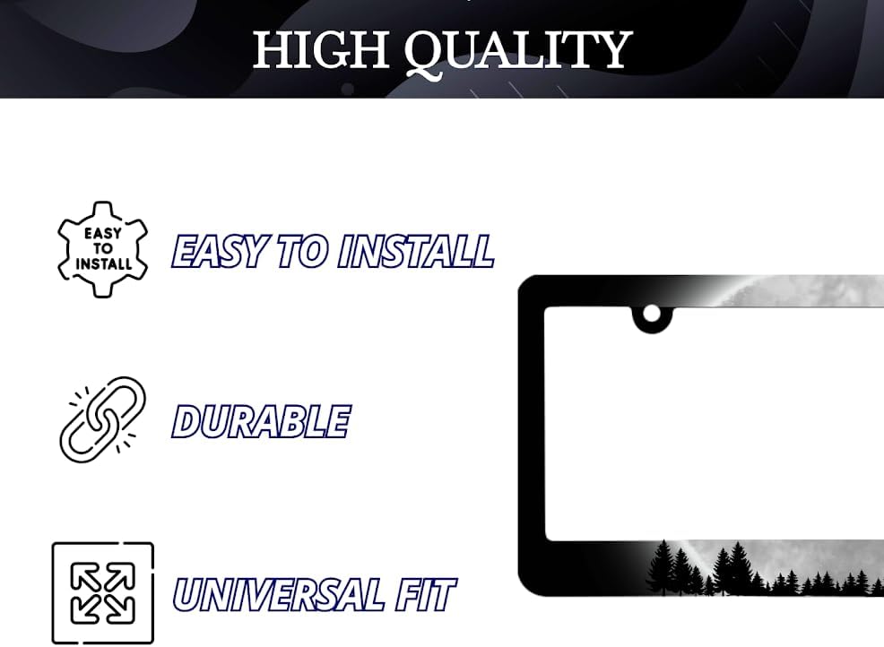 Full Moon Forest License Plate Frame with 2 Holes and Screws Metal Plate Frame with Screws 6x12.25 inch