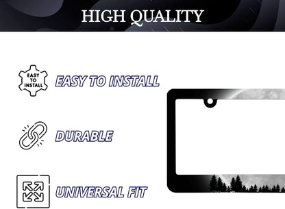 Full Moon Forest License Plate Frame with 2 Holes and Screws Metal Plate Frame with Screws 6x12.25 inch