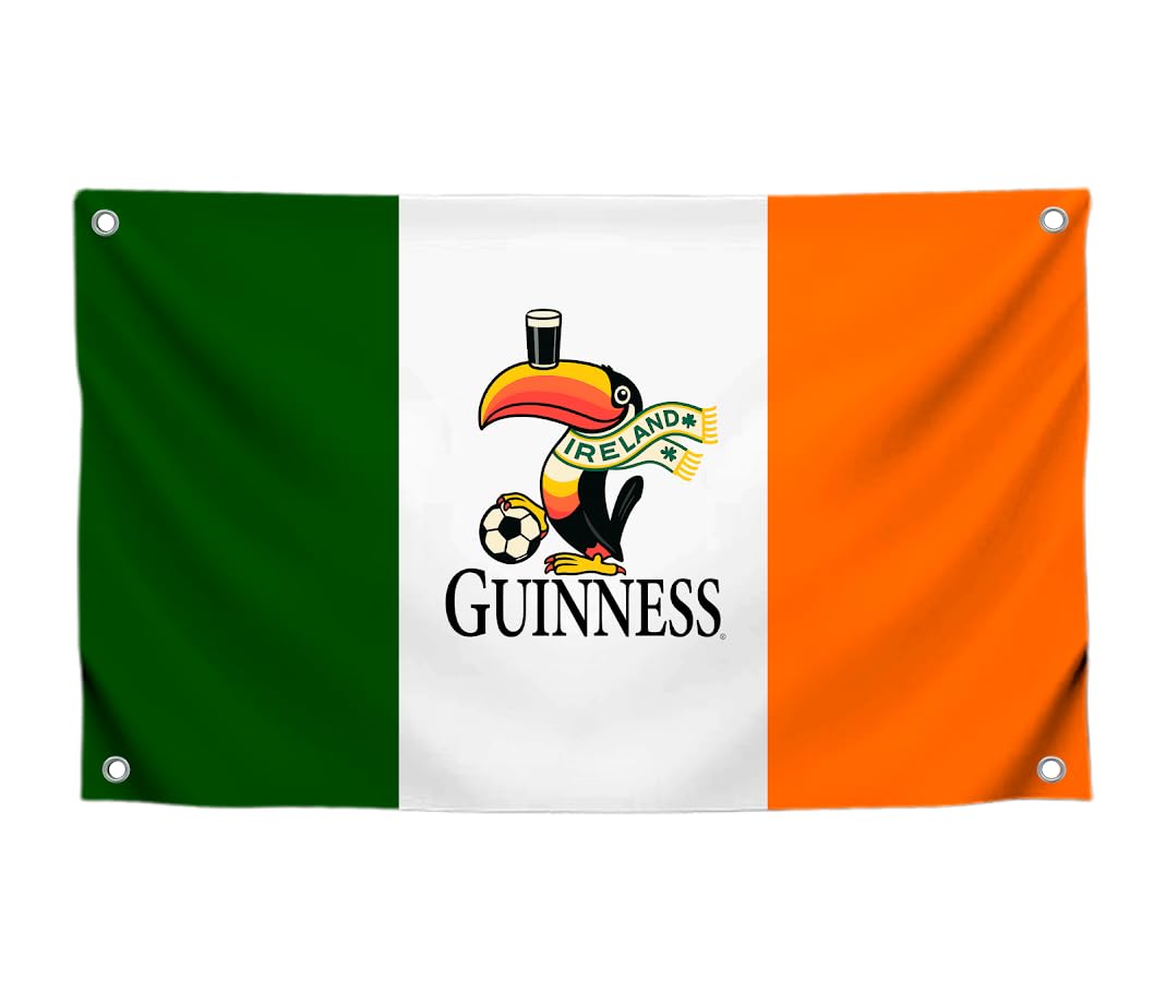 3x5 Ft Parrot Polyester Flag with Quote "Guinness" with 4 Brass Grommets - Ireland Garden Yard Porch Patio Banner for Decor - Parrot Single Sided Flag