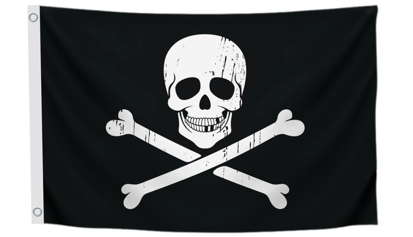 12x18 Inch Black Pirate Skull and Home Polyester Flag - Garden Yard Porch Patio Banner Single Sided Flags with 2 Grommets for Decor - Pirate USA Flag