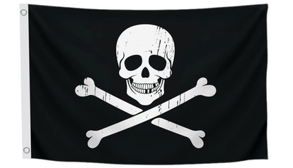 12x18 Inch Black Pirate Skull and Home Polyester Flag - Garden Yard Porch Patio Banner Single Sided Flags with 2 Grommets for Decor - Pirate USA Flag